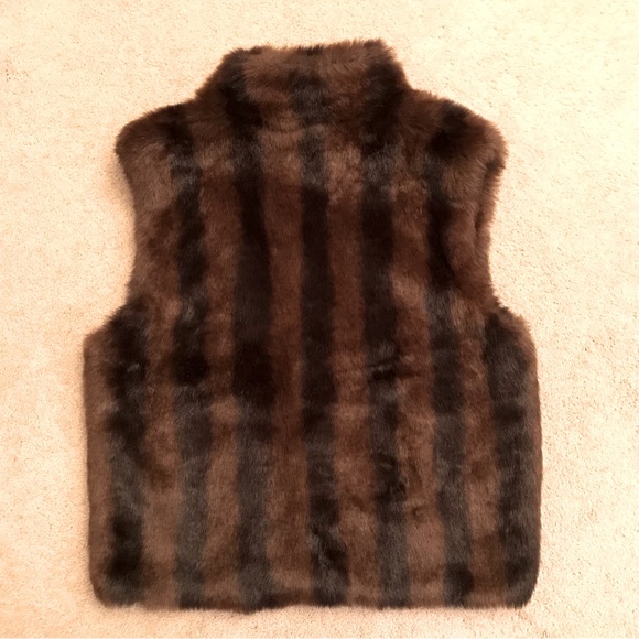 Womens Reversible Faux Mink Fur Vest Size Large Luxury Brown Black Outerwear - Picture 3 of 10